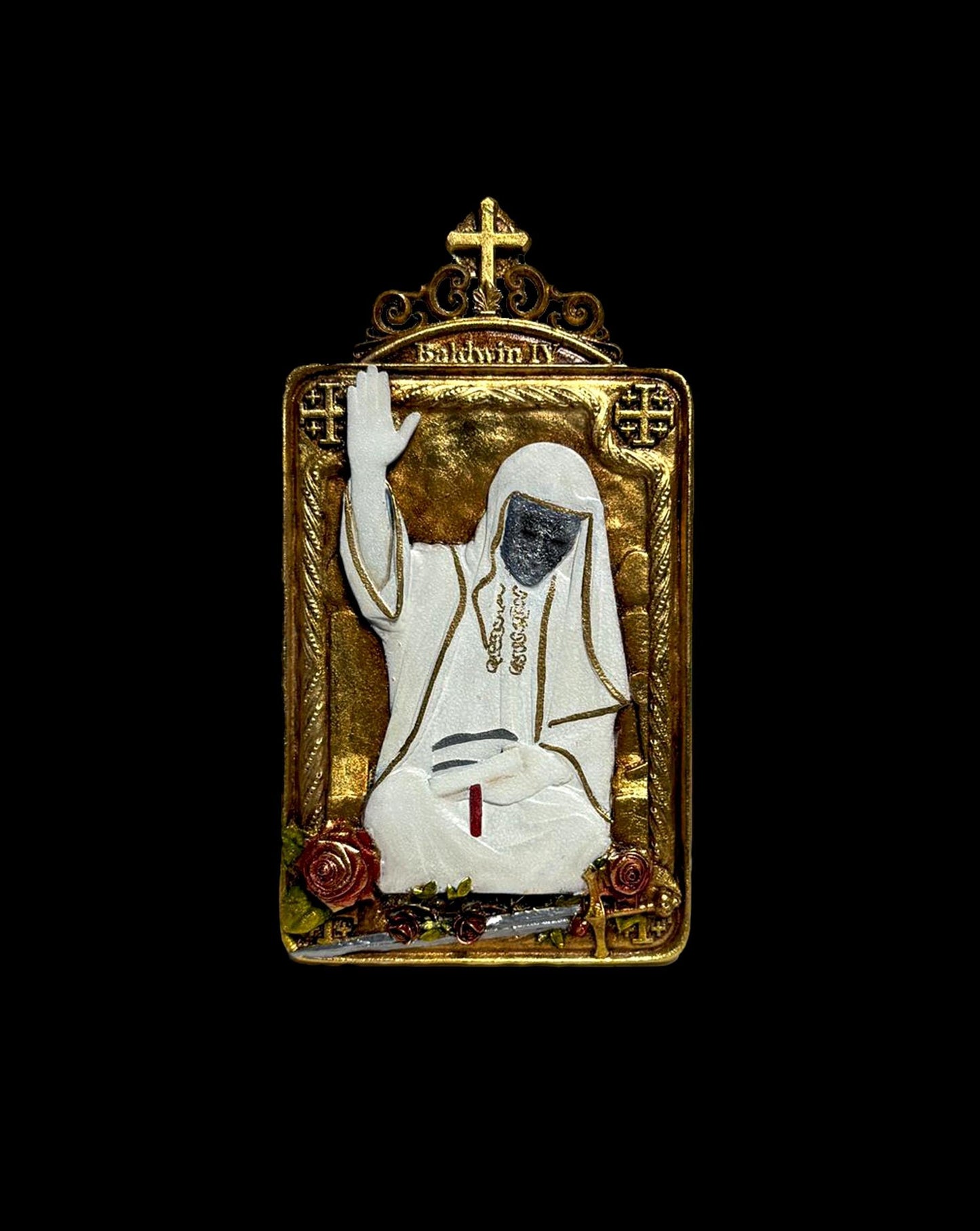 Baldwin Iv Jerusalem King standee, Medieval Crusader Leader standee, Ruler Fourth Heroic Pose Figurine, Holy City Monarch Decorative Art