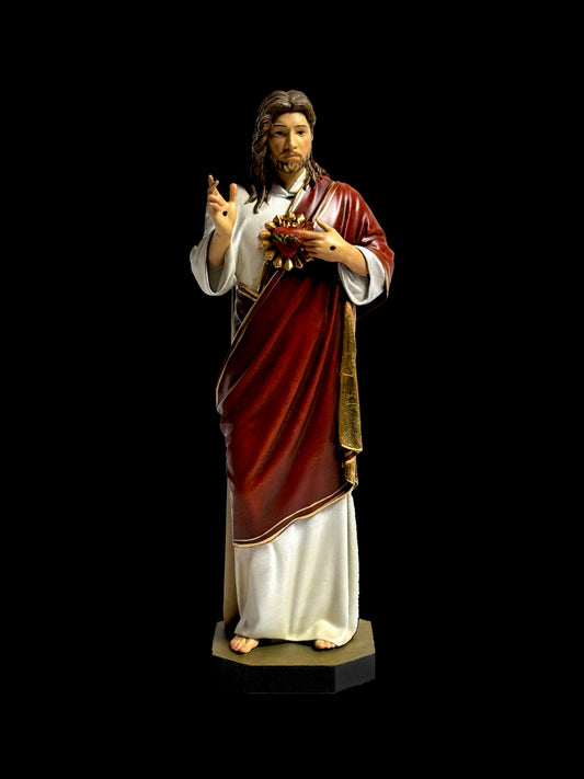 Sacred Heart of Jesus Statue – Hand-Painted Catholic Figurine for Home Altar, Prayer Corner or Gift | Religious Devotional Sculpture